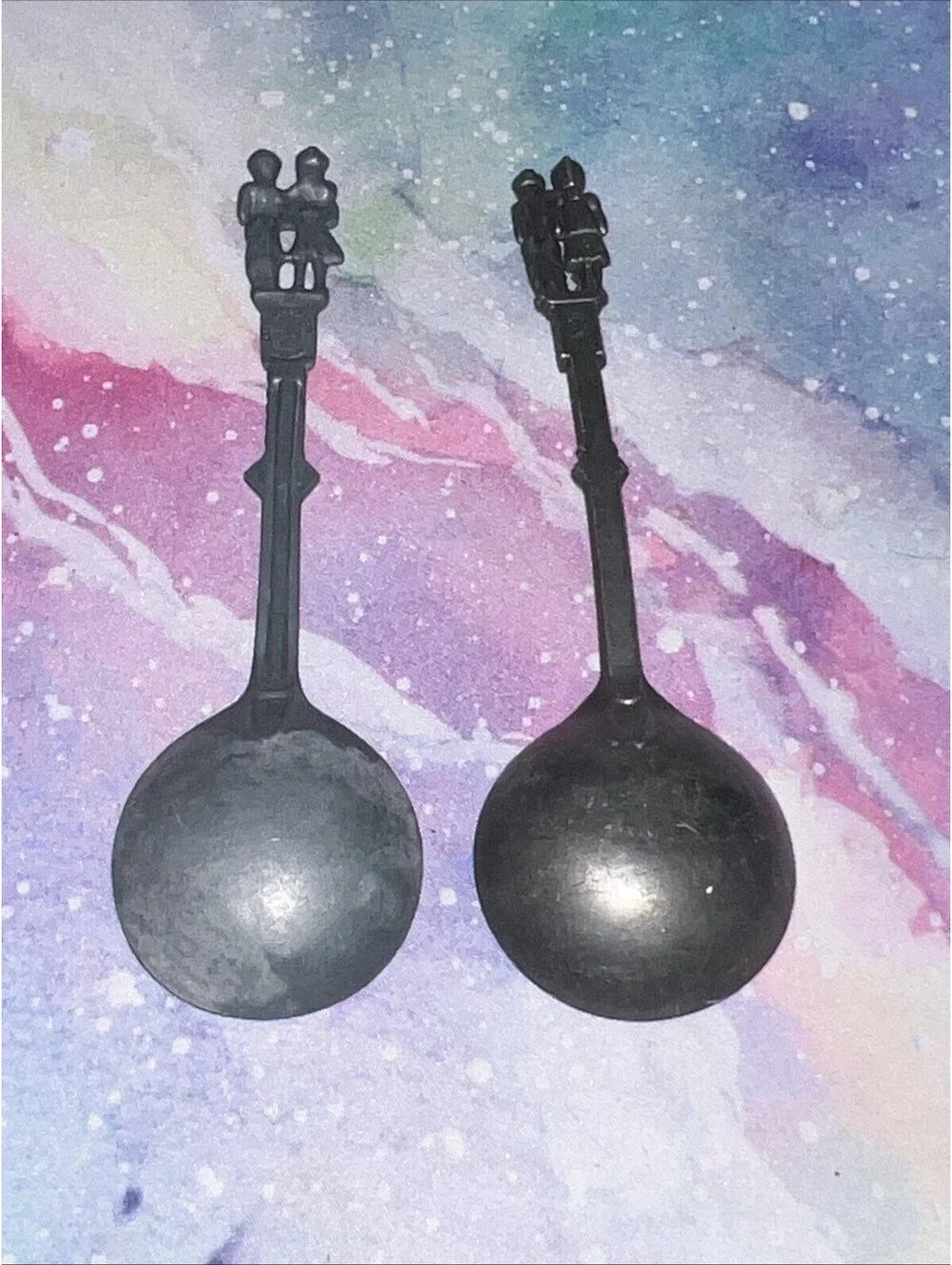 Set Of 2 Grey Vintage Dutch Wedding Spoons